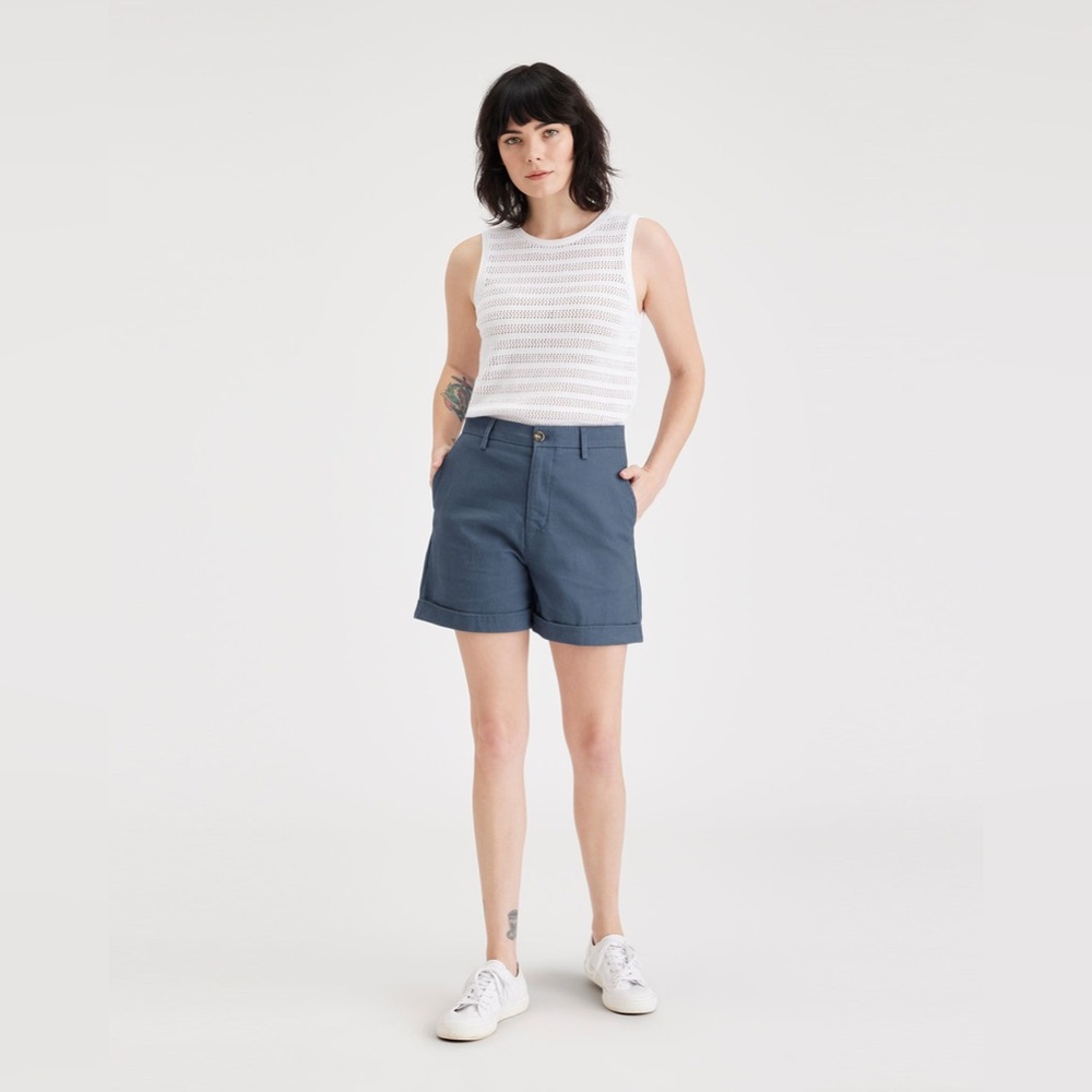 Dockers Original Chino Shorts Linen in Vintage Indigo Blue Size 26